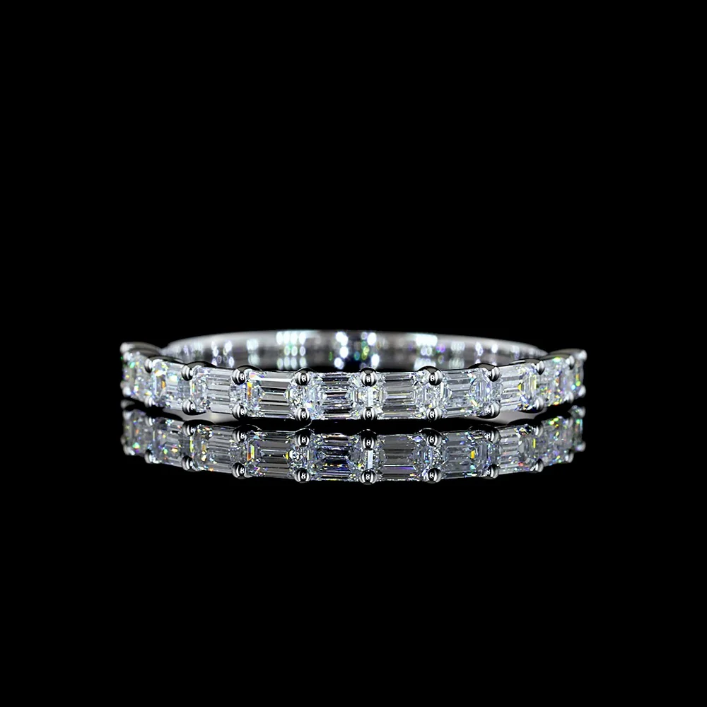 14K White Gold Half Eternity Band with East-West Set Emerald Cut Lab Diamonds - 0.98 Carat Total Weight - Covaloro Fine Jewelry