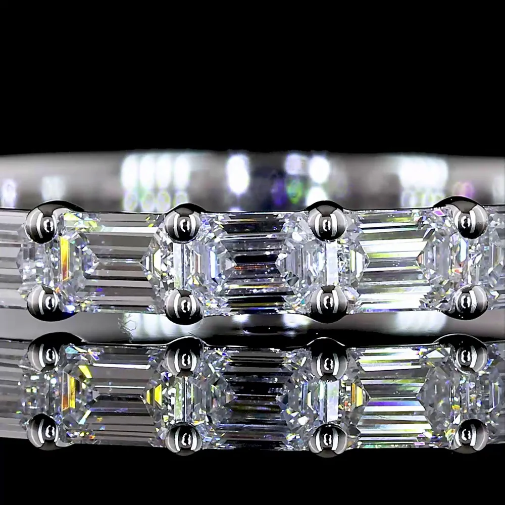 14K White Gold Half Eternity Band with East-West Set Emerald Cut Lab Diamonds - 0.98 Carat Total Weight - Covaloro Fine Jewelry - Image 2