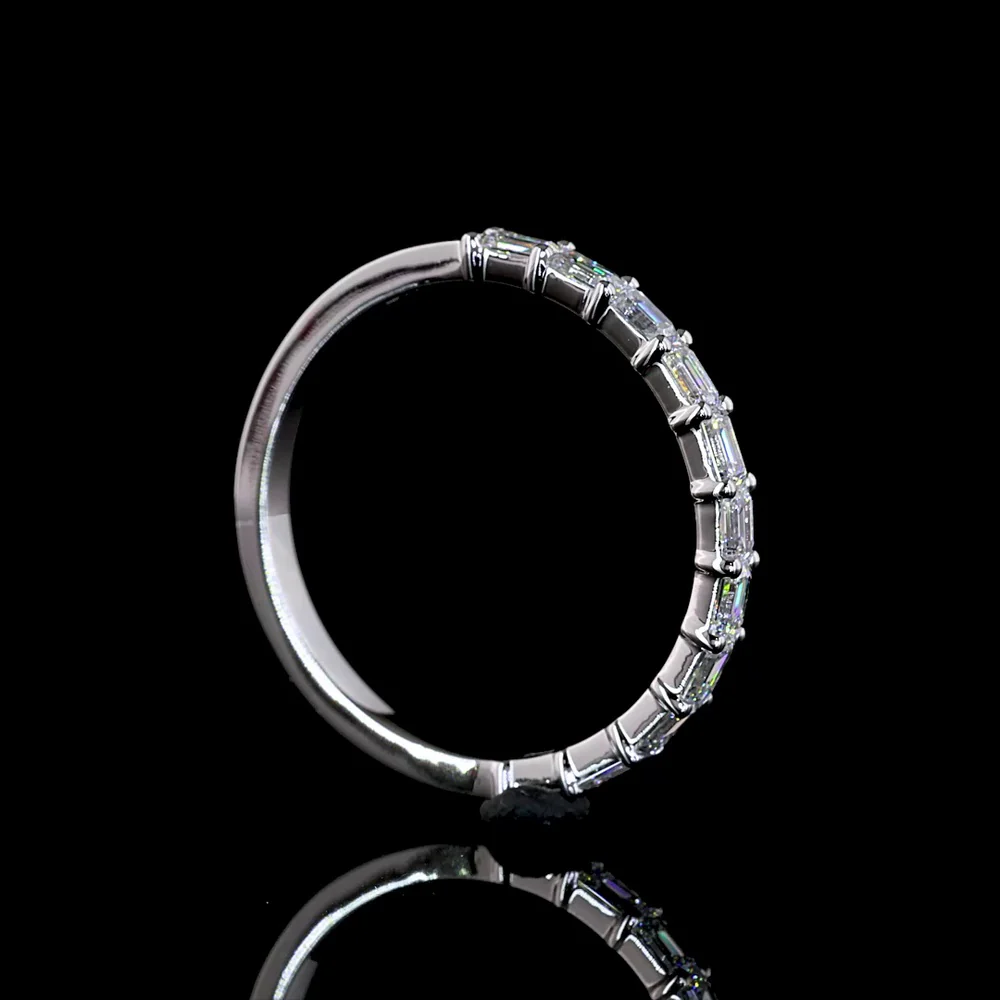 14K White Gold Half Eternity Band with East-West Set Emerald Cut Lab Diamonds - 0.98 Carat Total Weight - Covaloro Fine Jewelry - Image 3