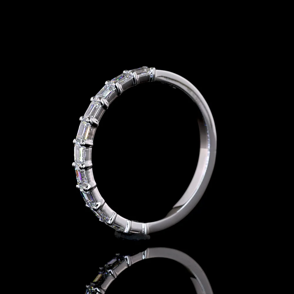 14K White Gold Half Eternity Band with East-West Set Emerald Cut Lab Diamonds - 0.98 Carat Total Weight - Covaloro Fine Jewelry - Image 4