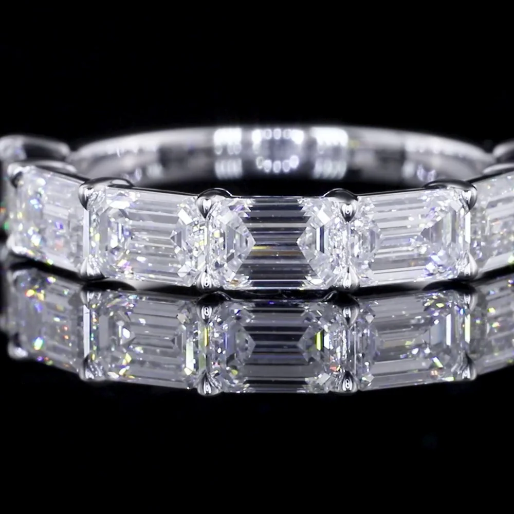 14K White Gold Half Eternity Band with East-West Set Emerald Cut Lab Diamonds - 2.94 Carat Total Weight, E-F Color VS1 Clarity - Covaloro Fine Jewelry - Image 3