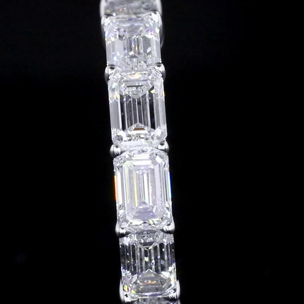 14K White Gold Half Eternity Band with East-West Set Emerald Cut Lab Diamonds - 2.94 Carat Total Weight, E-F Color VS1 Clarity - Covaloro Fine Jewelry - Image 4