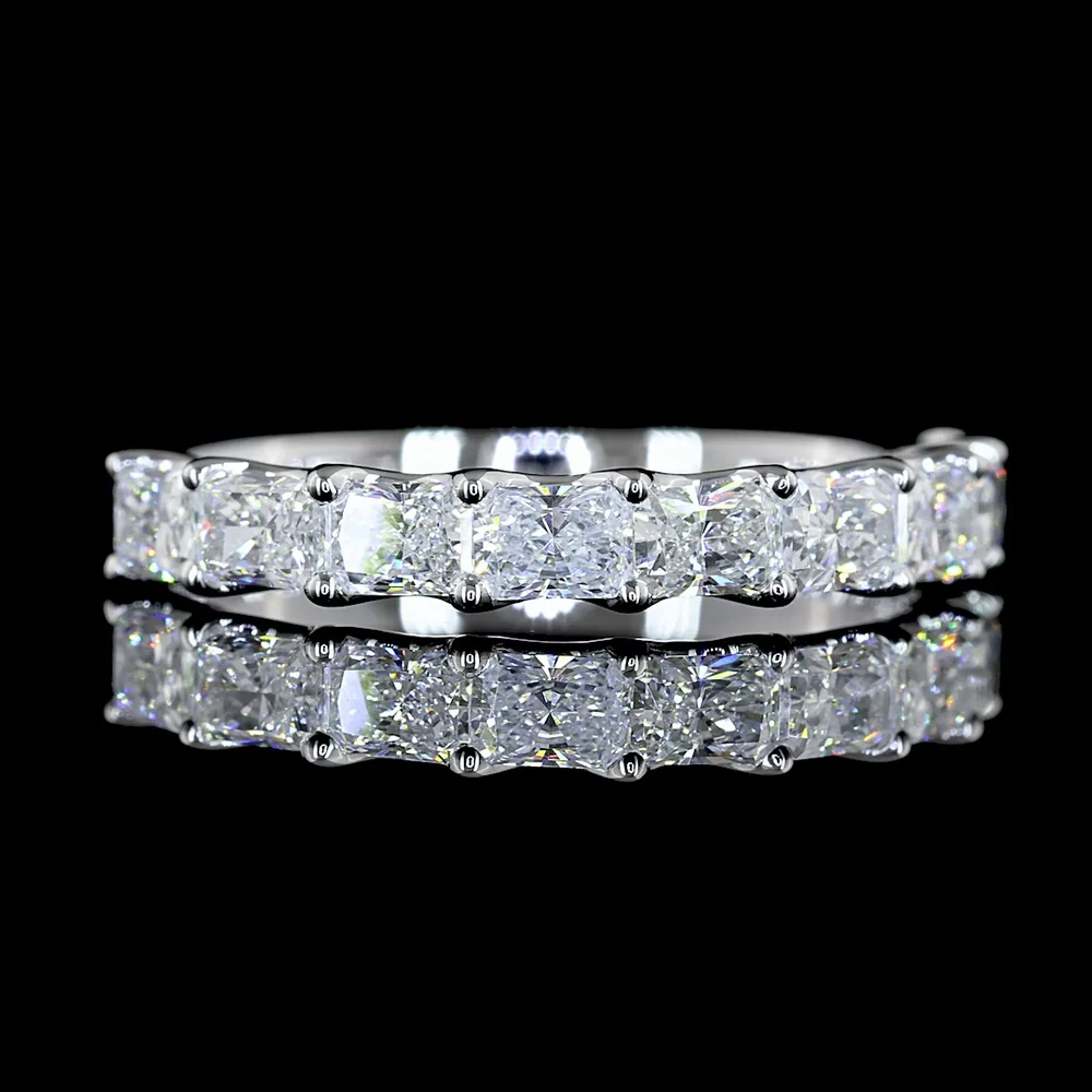 14K White Gold Half Eternity Band with East-West Set Radiant Cut Lab Diamonds - 1.08 Total Carat Weight, E-F Color VS2 Clarity - Covaloro Fine Jewelry