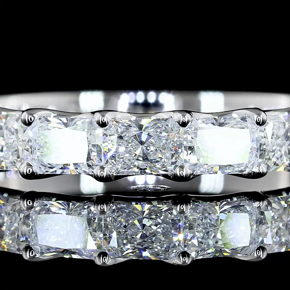 14K White Gold Half Eternity Band with East-West Set Radiant Cut Lab Diamonds - 1.08 Total Carat Weight, E-F Color VS2 Clarity - Covaloro Fine Jewelry - Image 2