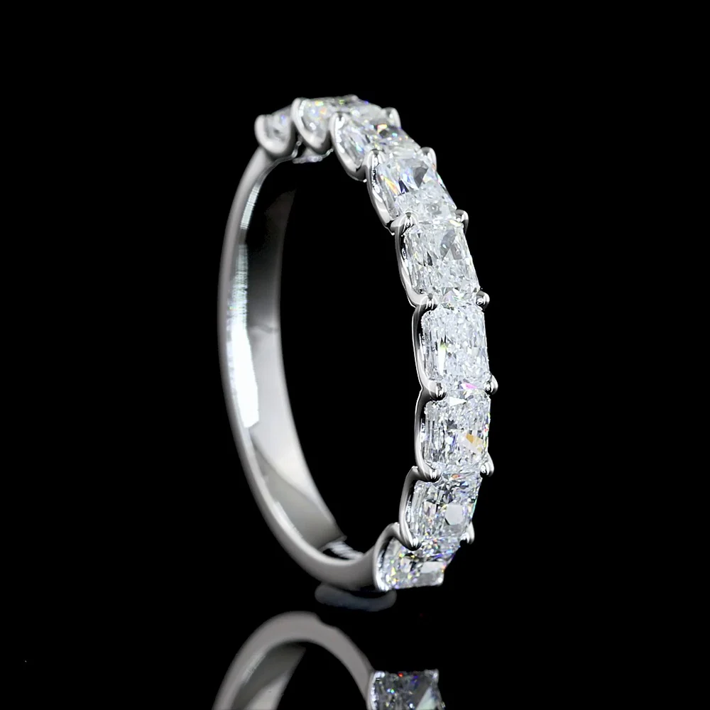 14K White Gold Half Eternity Band with East-West Set Radiant Cut Lab Diamonds - 1.08 Total Carat Weight, E-F Color VS2 Clarity - Covaloro Fine Jewelry - Image 3