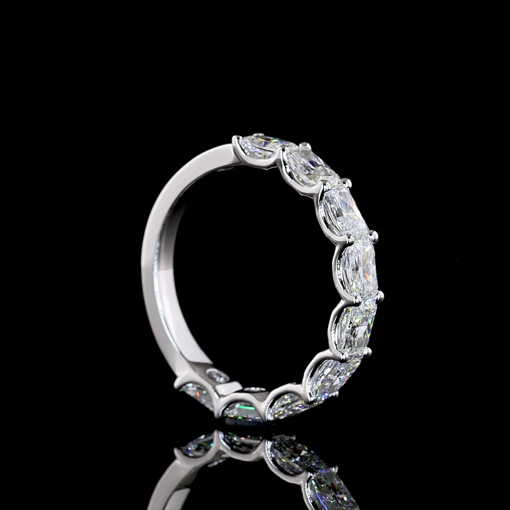 14K White Gold Half Eternity Band with East-West U-Prong Set Radiant Cut Natural Diamonds - 1.86 Carat Total Diamond Weight - Covaloro Fine Jewelry - Image 3