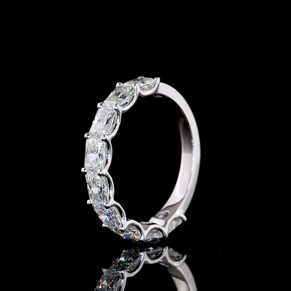14K White Gold Half Eternity Band with East-West U-Prong Set Radiant Cut Natural Diamonds - 1.86 Carat Total Diamond Weight - Covaloro Fine Jewelry - Image 4