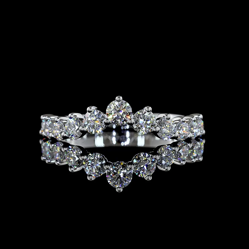 14K White Gold Half Eternity Band with Graduated Round Lab Diamonds - 0.76 Carat Total Diamond Weight E-F VS - Covaloro Fine Jewelry