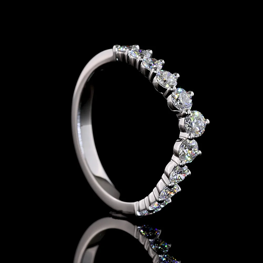 14K White Gold Half Eternity Band with Graduated Round Lab Diamonds - 0.76 Carat Total Diamond Weight E-F VS - Covaloro Fine Jewelry - Image 3