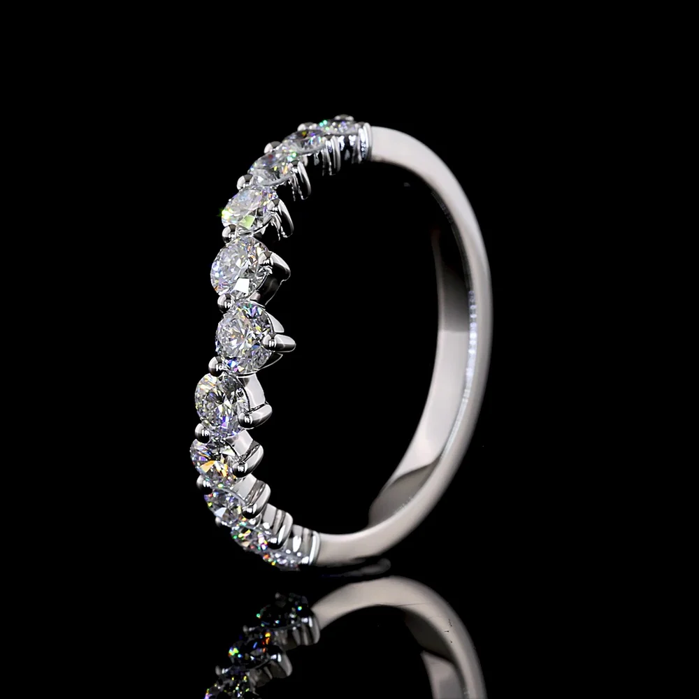 14K White Gold Half Eternity Band with Graduated Round Lab Diamonds - 0.76 Carat Total Diamond Weight E-F VS - Covaloro Fine Jewelry - Image 4