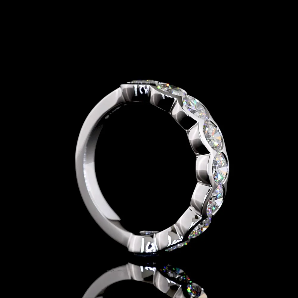 14K White Gold Half Eternity Band with Half Bezel Set Round Lab Diamonds (E-F, VS2) - 2.36 Carats Total Diamond Weight - Covaloro Fine Jewelry - Image 3