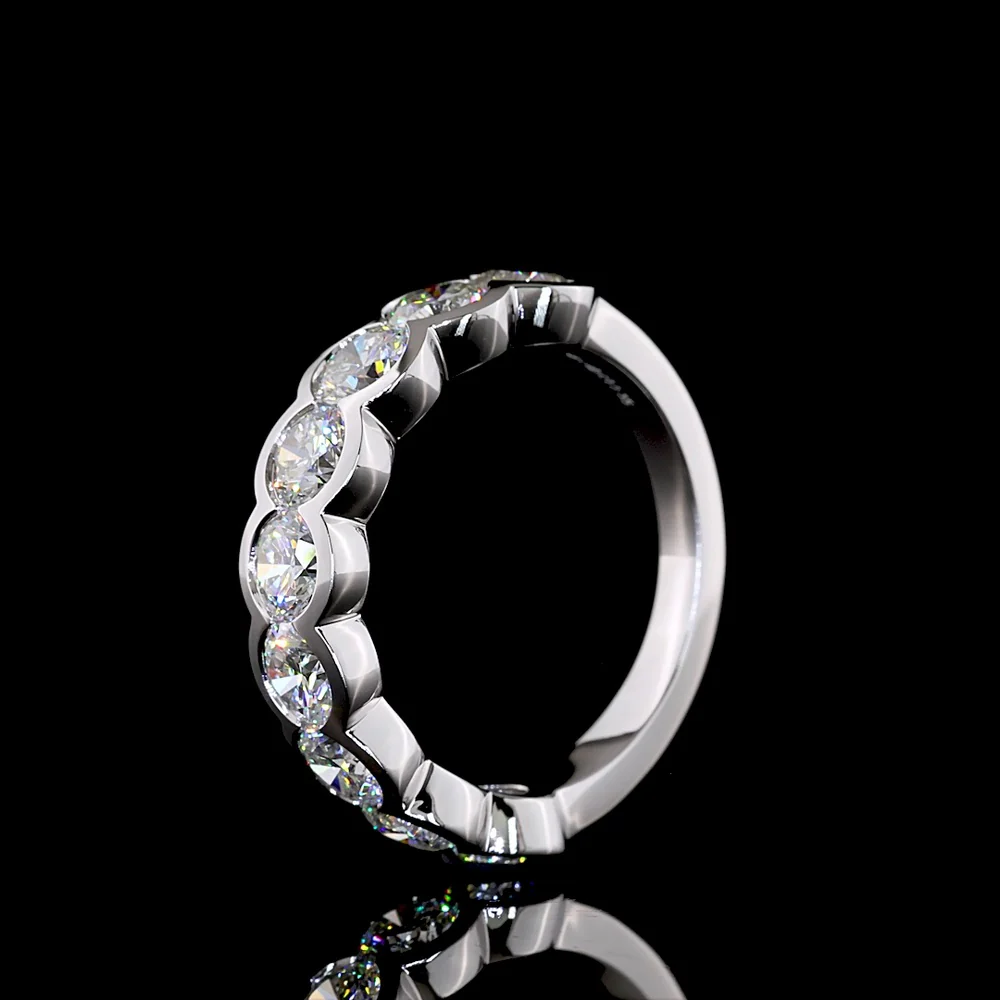 14K White Gold Half Eternity Band with Half Bezel Set Round Lab Diamonds (E-F, VS2) - 2.36 Carats Total Diamond Weight - Covaloro Fine Jewelry - Image 4