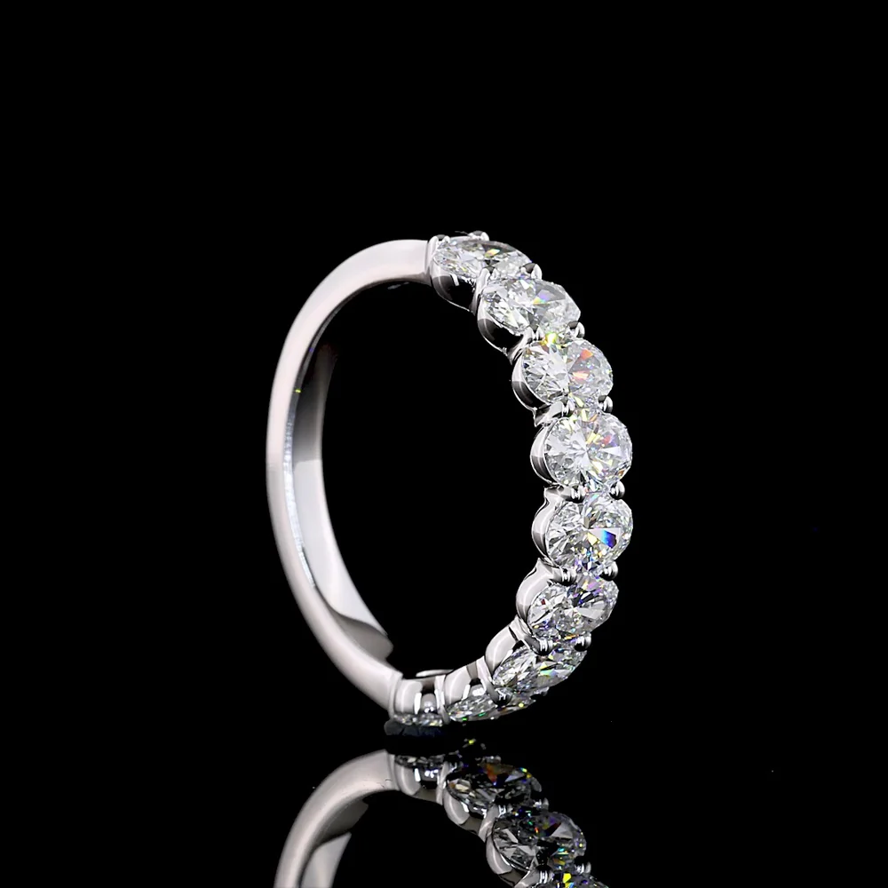 14K White Gold Half Eternity Band with North-South Oval Cut Lab Diamonds - 1.97 Carats Total Diamond Weight - Covaloro Fine Jewelry - Image 3