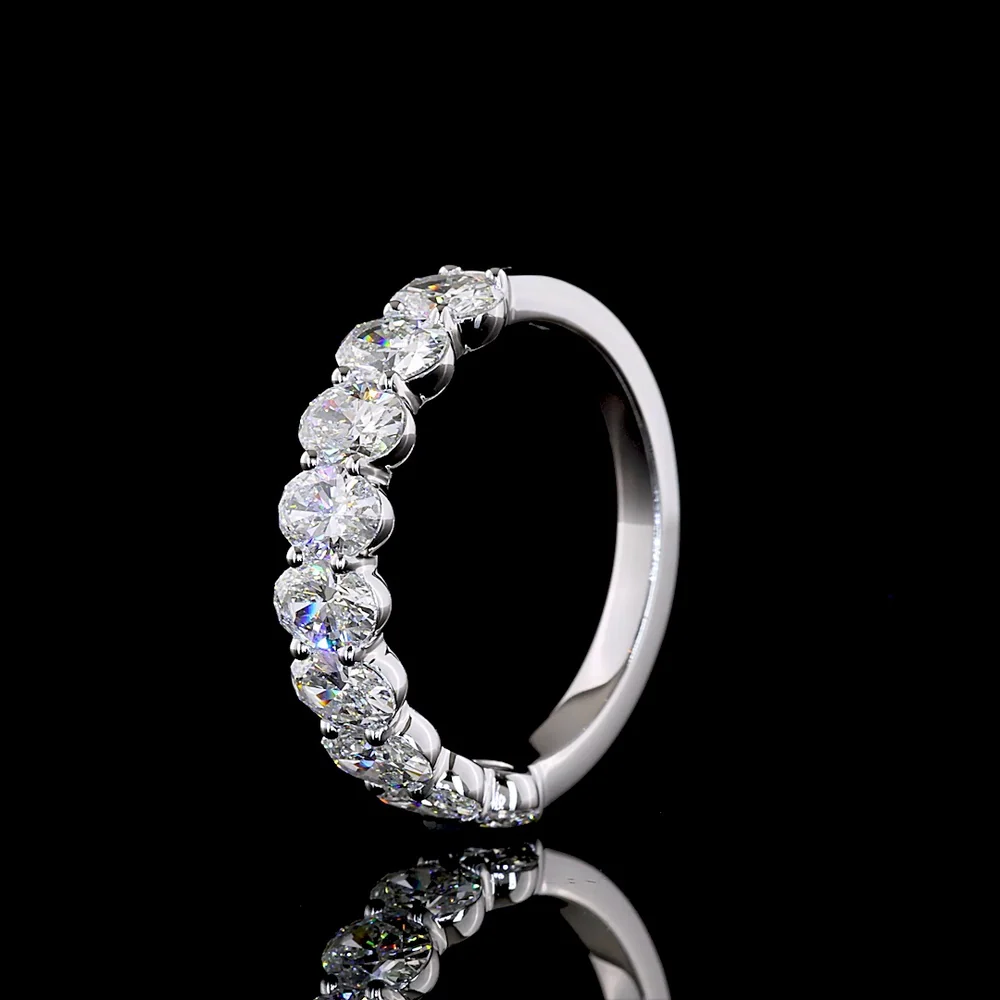 14K White Gold Half Eternity Band with North-South Oval Cut Lab Diamonds - 1.97 Carats Total Diamond Weight - Covaloro Fine Jewelry - Image 4