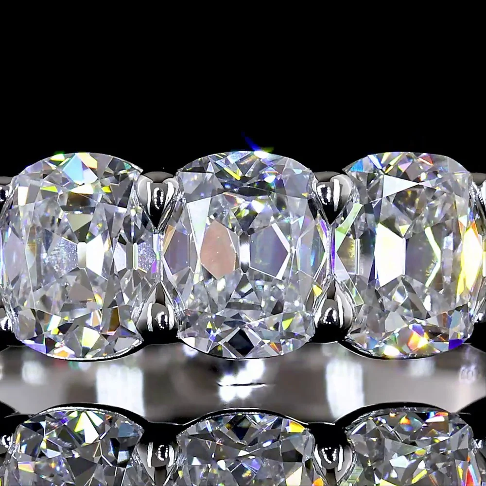 14K White Gold Half Eternity Band with North-South Prong Set Antique Cushion Cut Lab Diamonds - 2.11 Carat Total Diamond Weight - Covaloro Fine Jewelry - Image 2