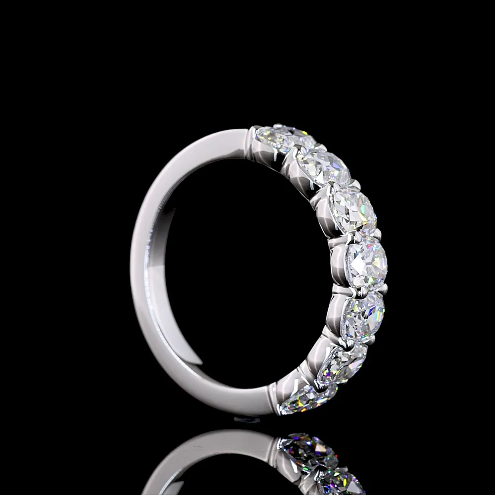 14K White Gold Half Eternity Band with North-South Prong Set Antique Cushion Cut Lab Diamonds - 2.11 Carat Total Diamond Weight - Covaloro Fine Jewelry - Image 3