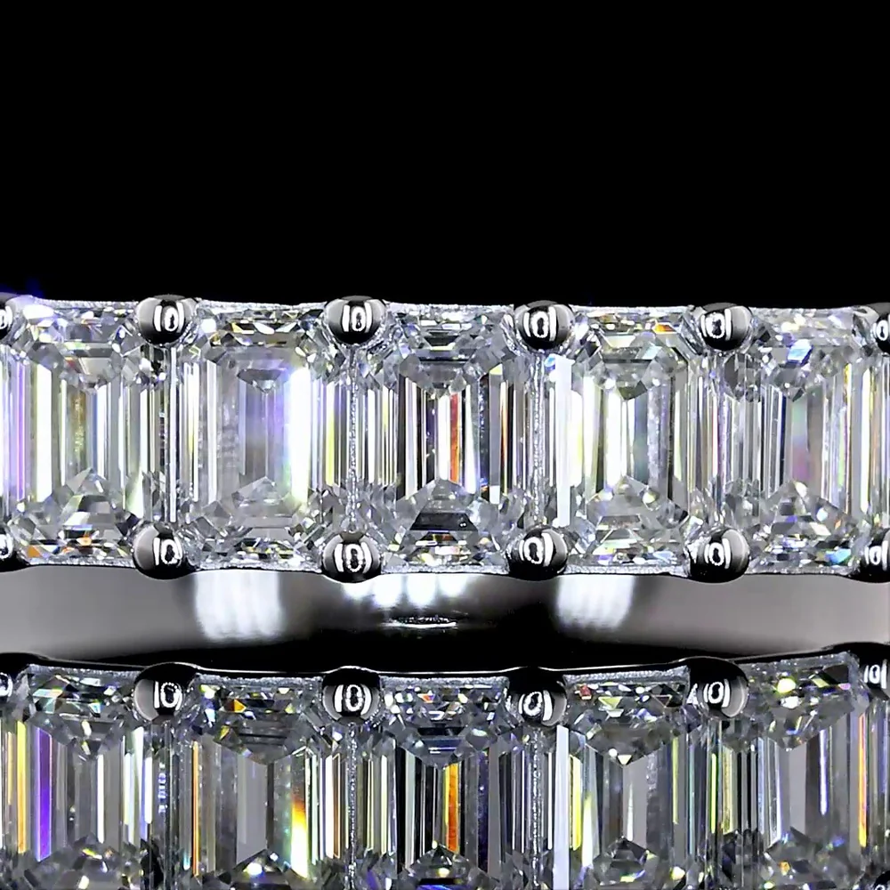 14K White Gold Half Eternity Band with North-South Prong Set Emerald Cut Lab Diamonds - 1.07 Carat Total Weight - Covaloro Fine Jewelry - Image 2