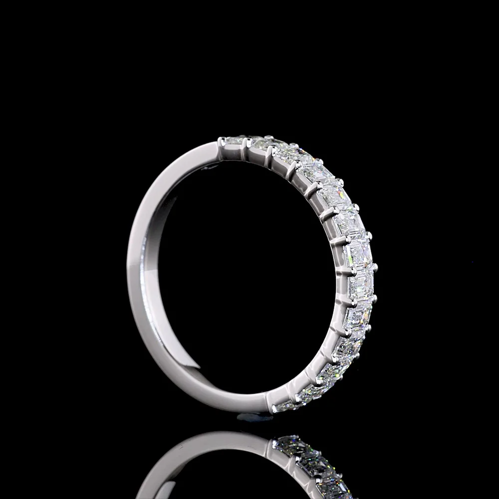 14K White Gold Half Eternity Band with North-South Prong Set Emerald Cut Lab Diamonds - 1.07 Carat Total Weight - Covaloro Fine Jewelry - Image 3