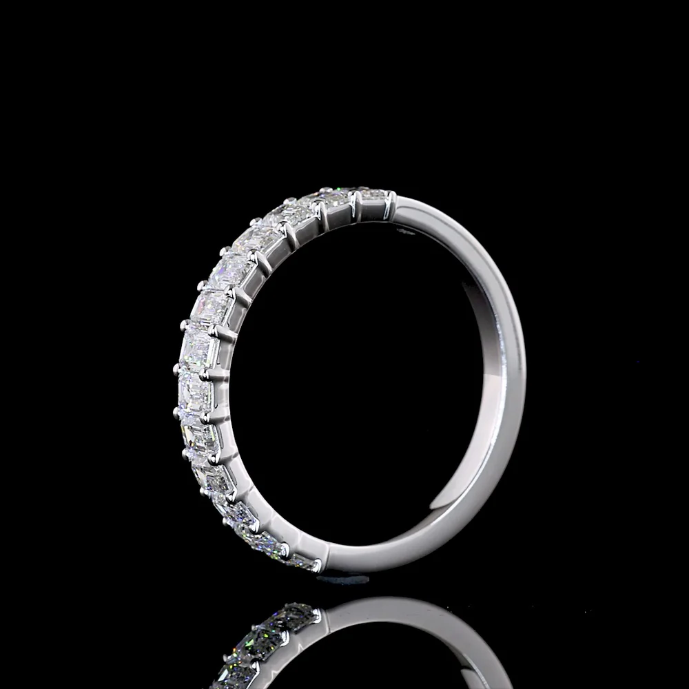 14K White Gold Half Eternity Band with North-South Prong Set Emerald Cut Lab Diamonds - 1.07 Carat Total Weight - Covaloro Fine Jewelry - Image 4