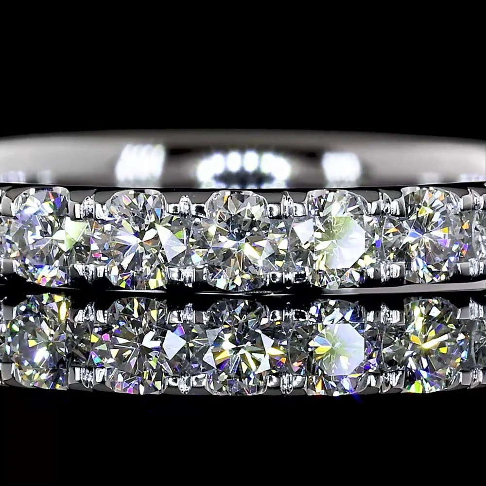 14K White Gold Half Eternity Band with Pavé Micro Set Round Brilliant Cut Natural Diamonds - 0.49 Carat Total Weight - Covaloro Fine Jewelry - Image 2