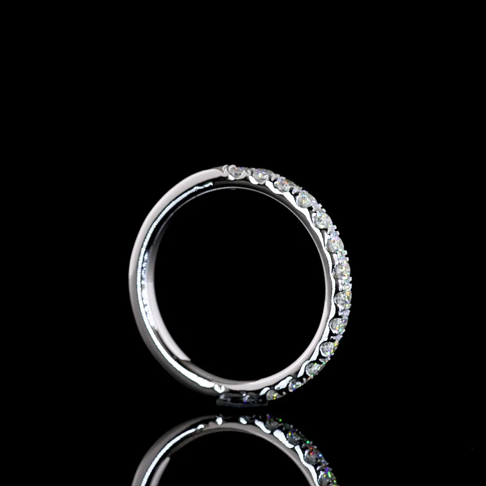 14K White Gold Half Eternity Band with Pavé Micro Set Round Brilliant Cut Natural Diamonds - 0.49 Carat Total Weight - Covaloro Fine Jewelry - Image 3