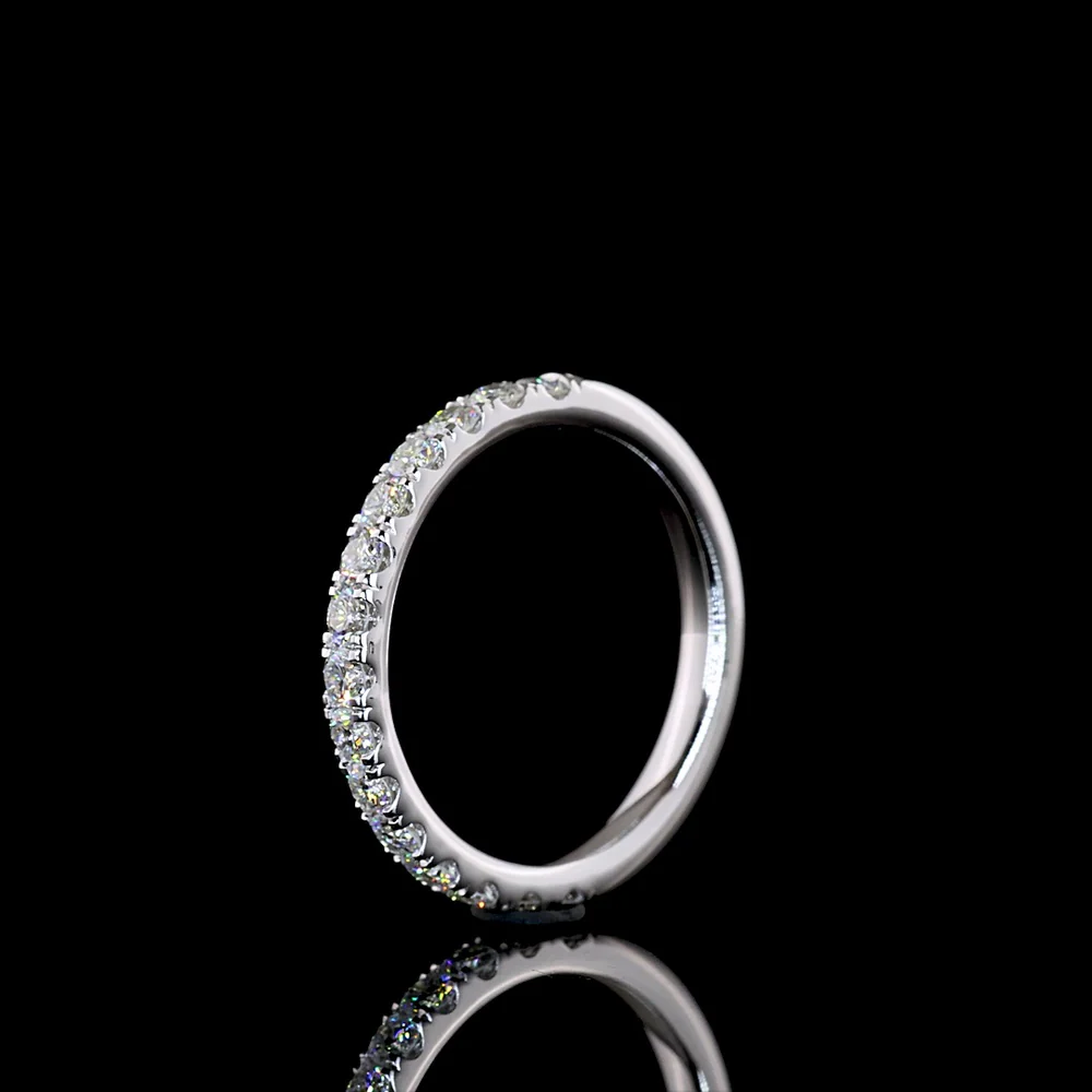 14K White Gold Half Eternity Band with Pavé Micro Set Round Brilliant Cut Natural Diamonds - 0.49 Carat Total Weight - Covaloro Fine Jewelry - Image 4