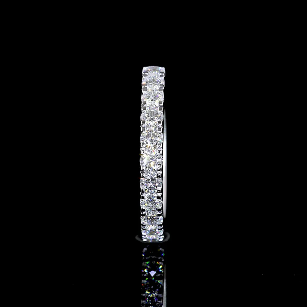14K White Gold Half Eternity Band with Pavé Micro Set Round Lab Grown Diamonds - 0.69 Carat Total Diamond Weight E-F VS - Covaloro Fine Jewelry - Image 3