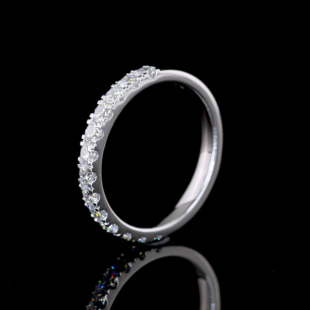 14K White Gold Half Eternity Band with Pavé Micro Set Round Lab Grown Diamonds - 0.69 Carat Total Diamond Weight E-F VS - Covaloro Fine Jewelry - Image 4