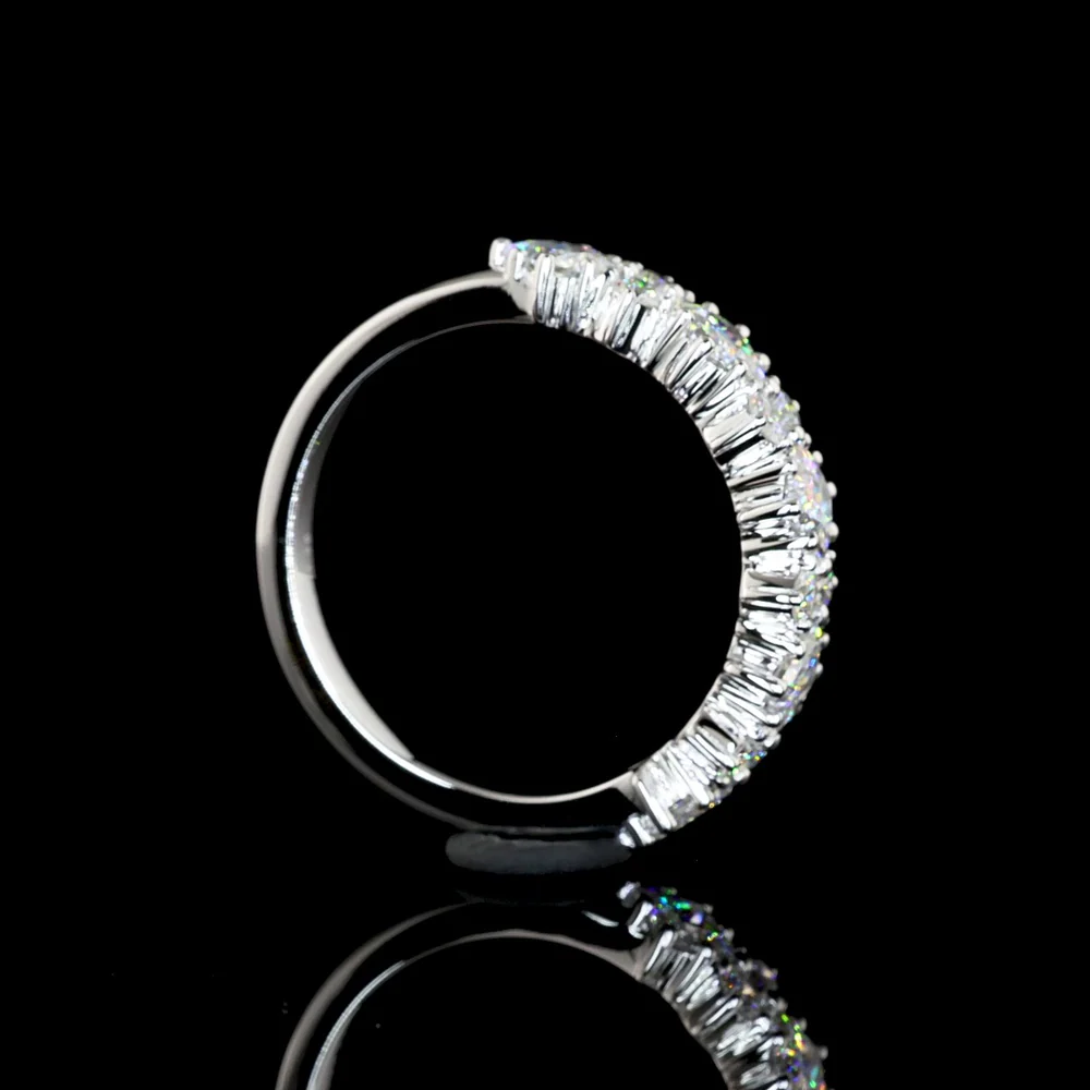 14K White Gold Half Eternity Band with Princess Cut & Brilliant Cut Lab Diamonds - 1.36 Carats Total Diamond Weight - Covaloro Fine Jewelry - Image 4