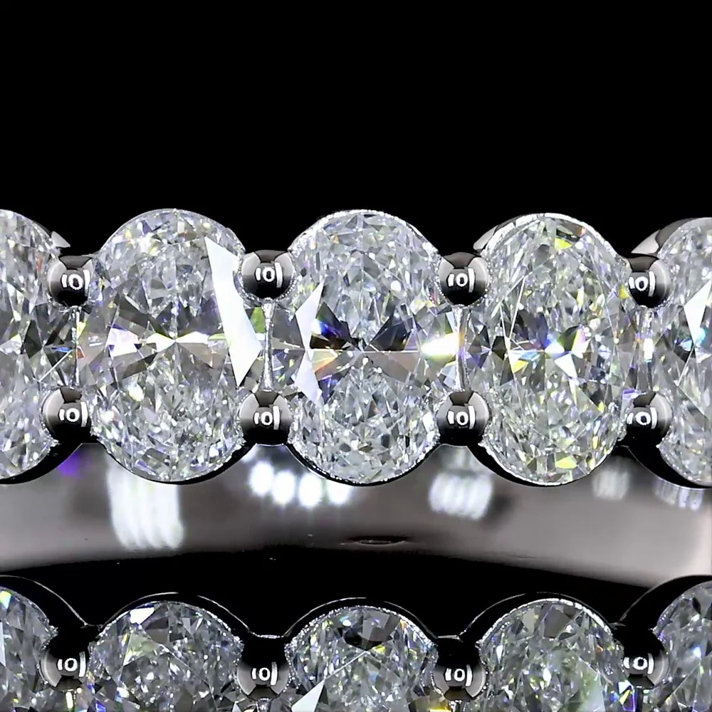 14K White Gold Half Eternity Band with Prong Set Oval Cut Lab Diamonds - 1.36 Carats Total Diamond Weight - Covaloro Fine Jewelry - Image 2