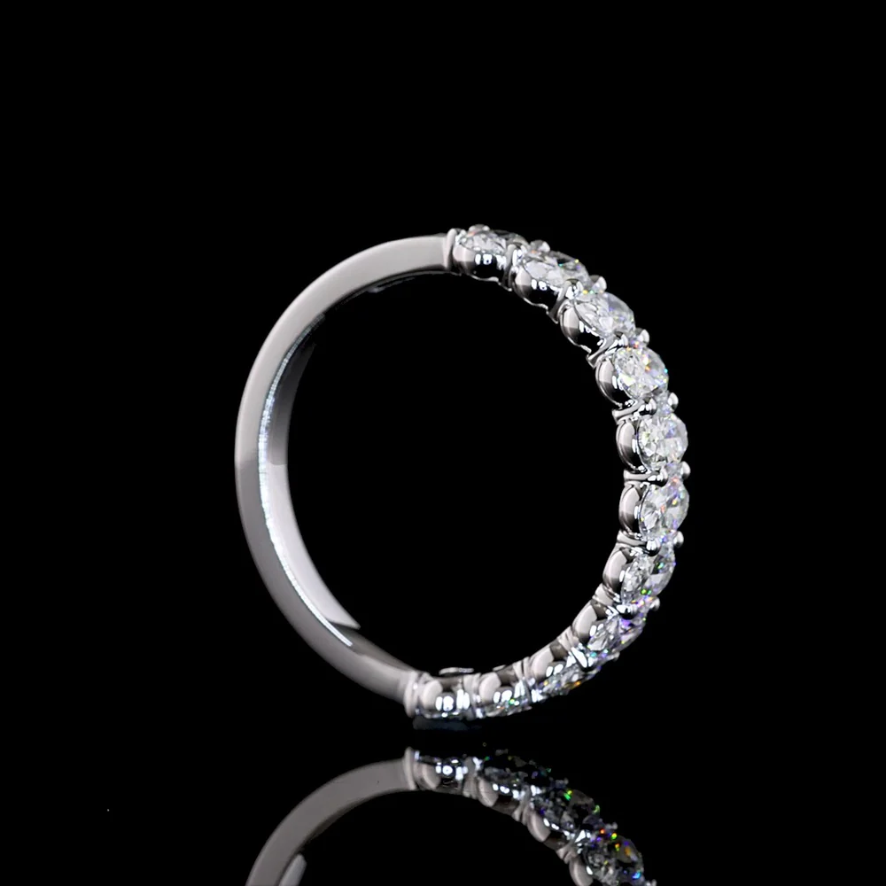 14K White Gold Half Eternity Band with Prong Set Oval Cut Lab Diamonds - 1.36 Carats Total Diamond Weight - Covaloro Fine Jewelry - Image 3