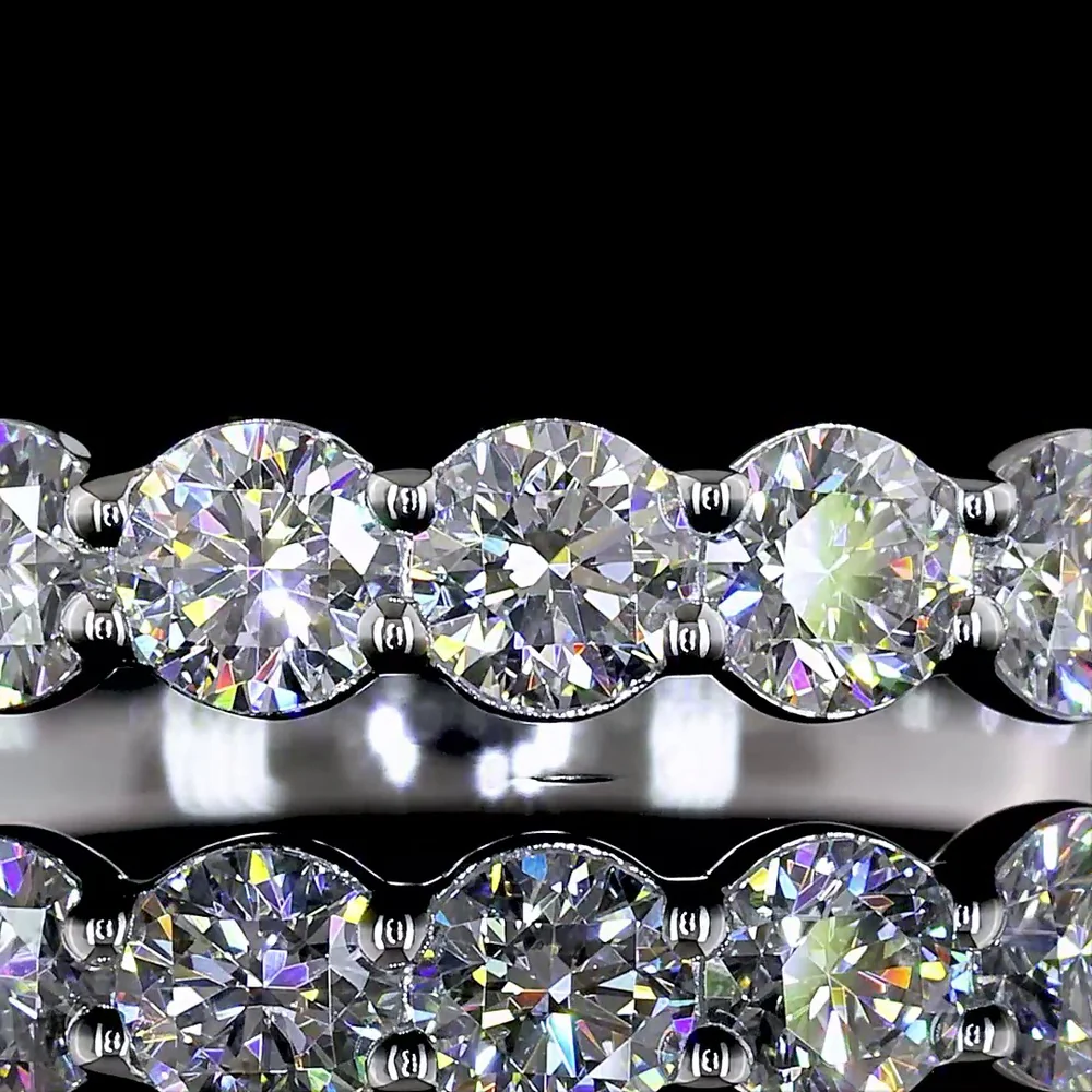 14K White Gold Half Eternity Band with Prong Set Round Lab Diamonds - 0.97 Carat Total Weight, E-F Color VS1 Clarity - Covaloro Fine Jewelry - Image 2