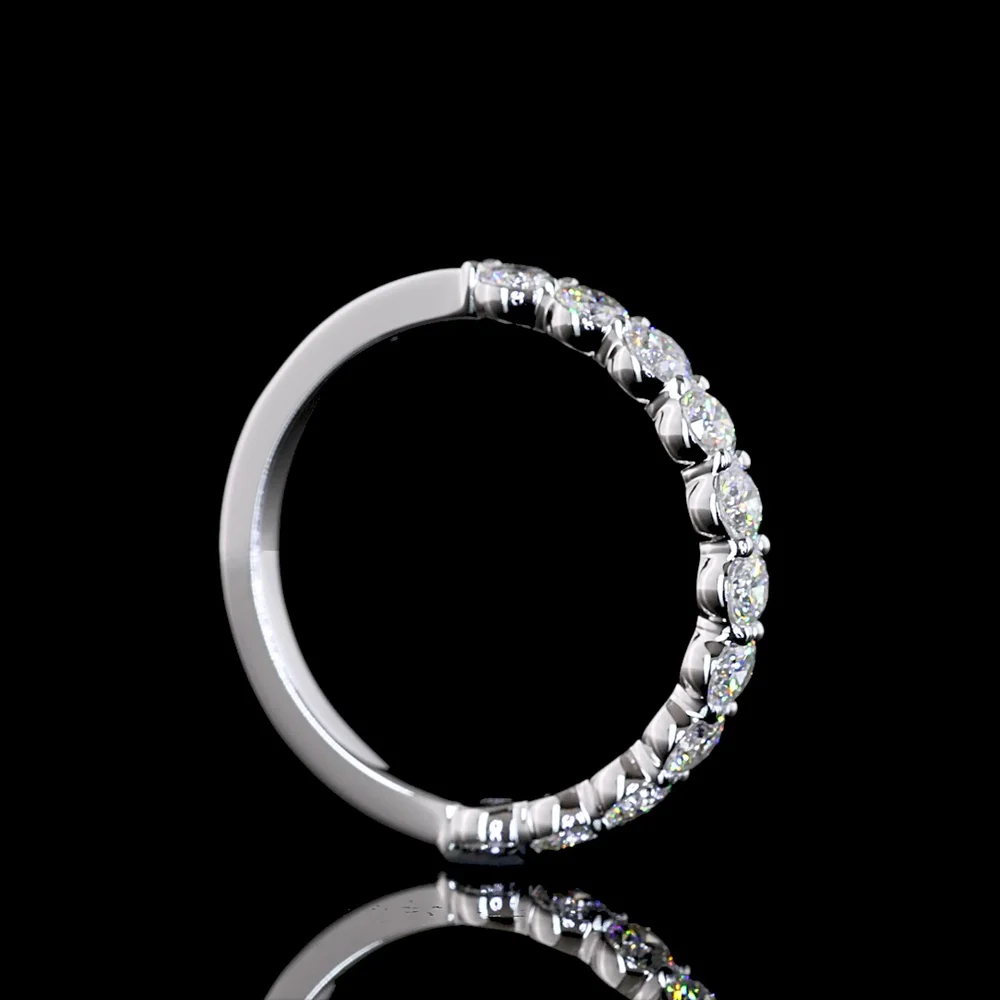14K White Gold Half Eternity Band with Prong Set Round Lab Diamonds - 0.97 Carat Total Weight, E-F Color VS1 Clarity - Covaloro Fine Jewelry - Image 3