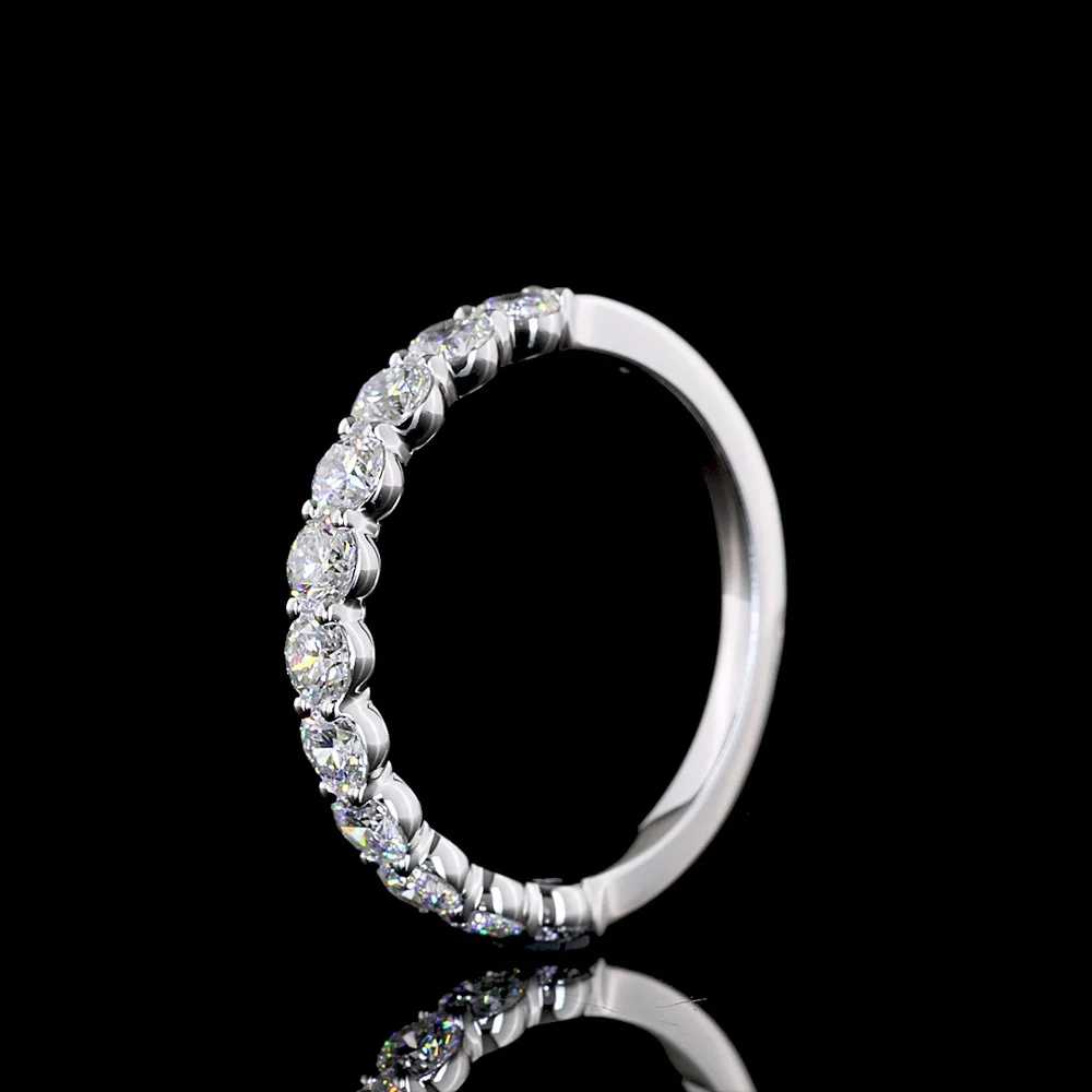 14K White Gold Half Eternity Band with Prong Set Round Lab Diamonds - 0.97 Carat Total Weight, E-F Color VS1 Clarity - Covaloro Fine Jewelry - Image 4
