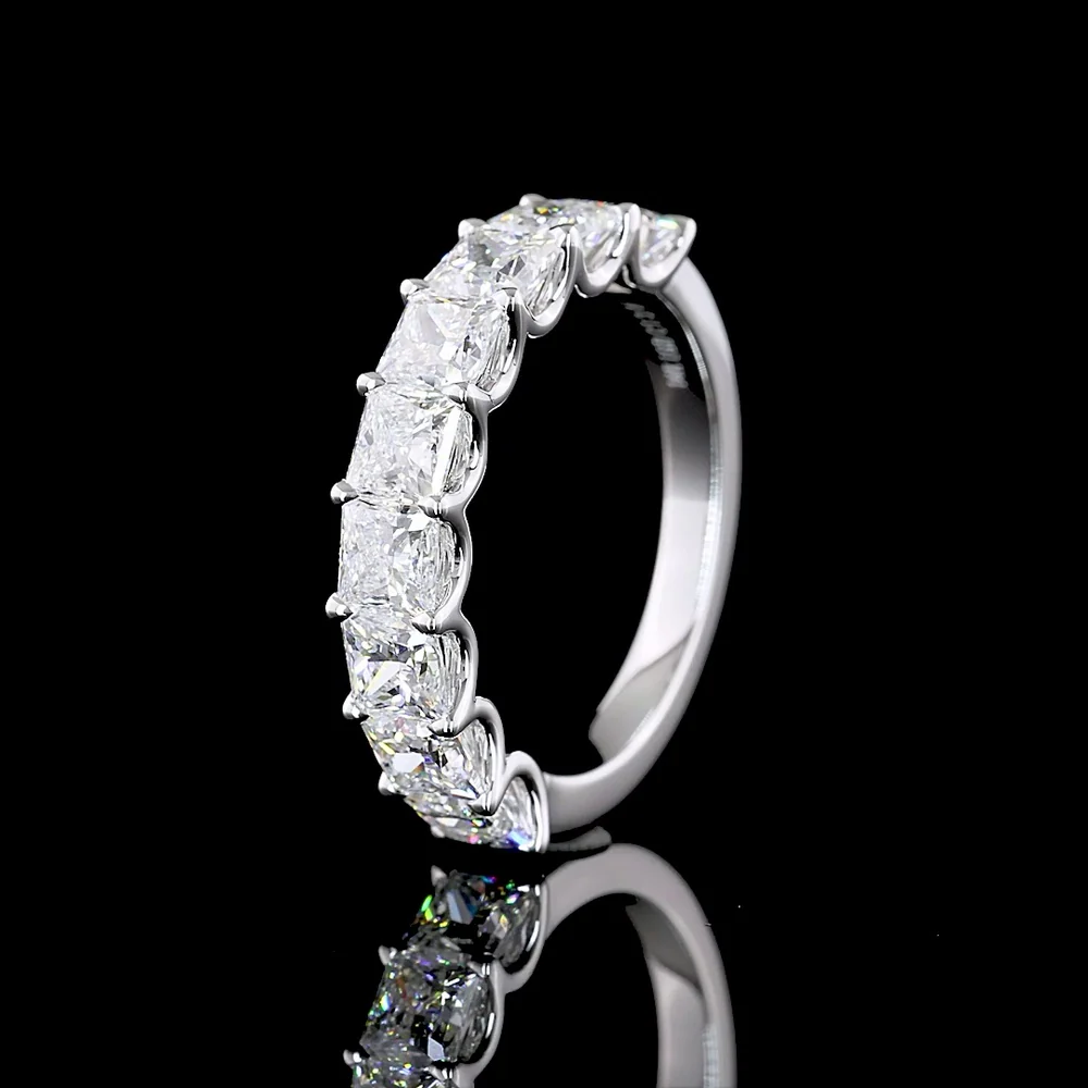 14K White Gold Half Eternity Band with U-Prong Set Princess Cut Lab Diamonds - 3.07 Carats Total Diamond Weight - Covaloro Fine Jewelry - Image 4