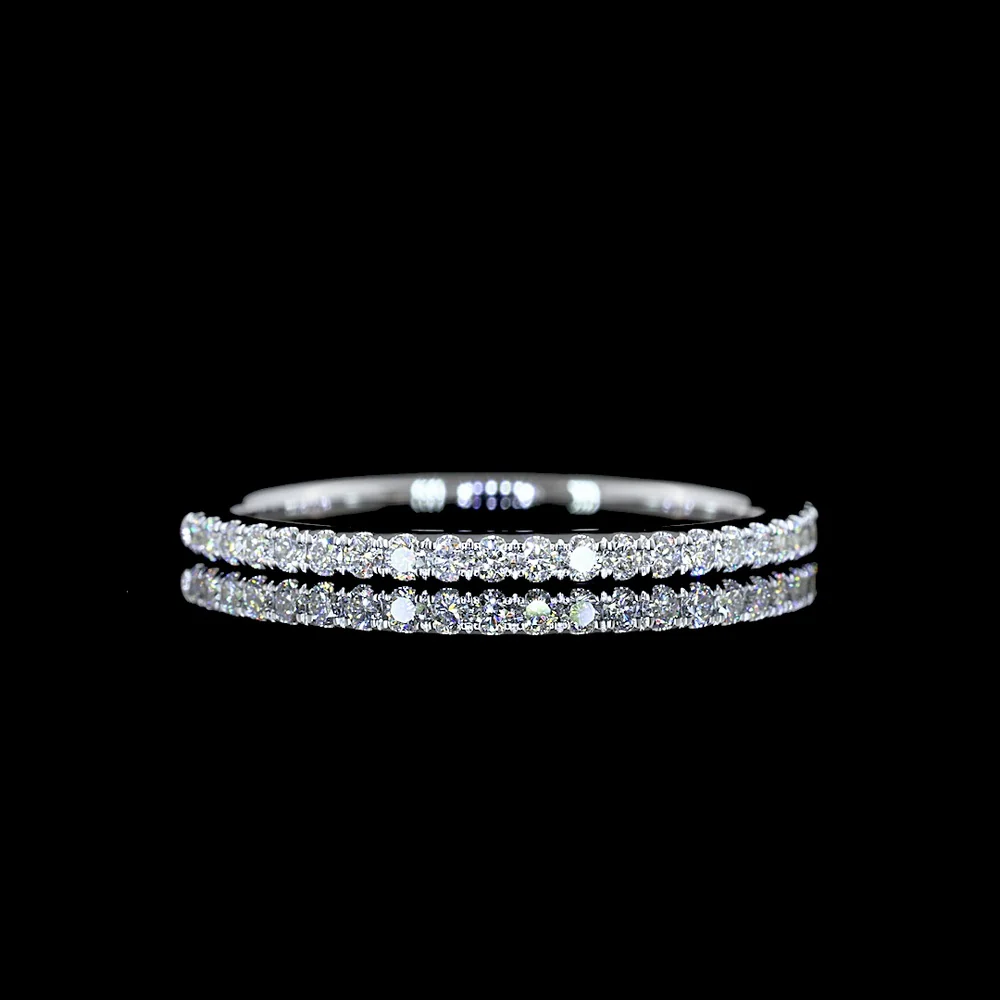 14K White Gold Half Eternity Band with U-Prong Set Round Lab Diamonds - 0.23 Carats Total Diamond Weight - Covaloro Fine Jewelry