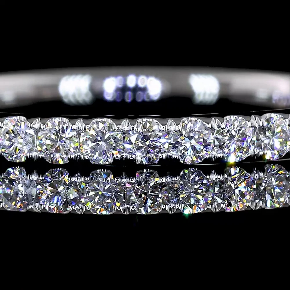 14K White Gold Half Eternity Band with U-Prong Set Round Lab Diamonds - 0.37 Carat Total Weight, E-F Color, VS Clarity - Covaloro Fine Jewelry - Image 2