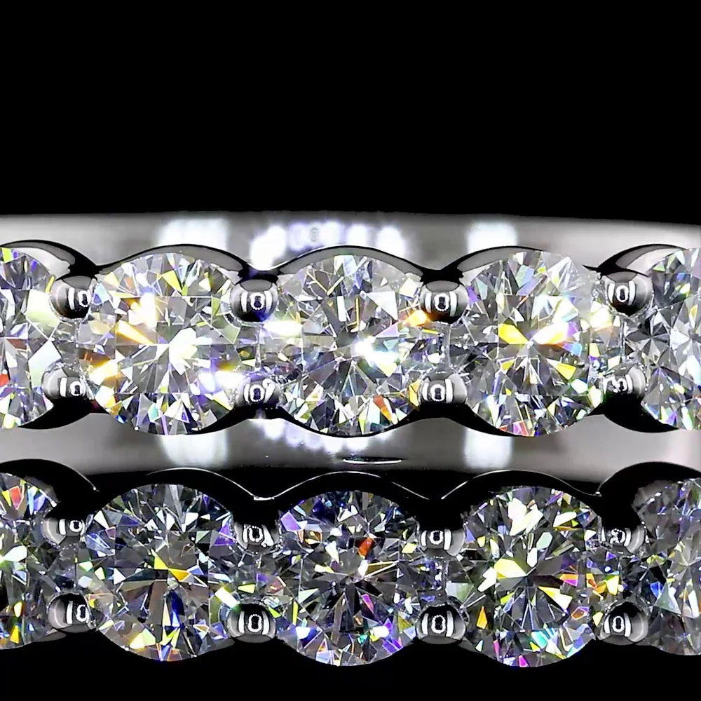 14K White Gold Half Eternity Band with U-Prong Set Round Lab Diamonds - 0.90 Carat Total Diamond Weight - Covaloro Fine Jewelry - Image 2