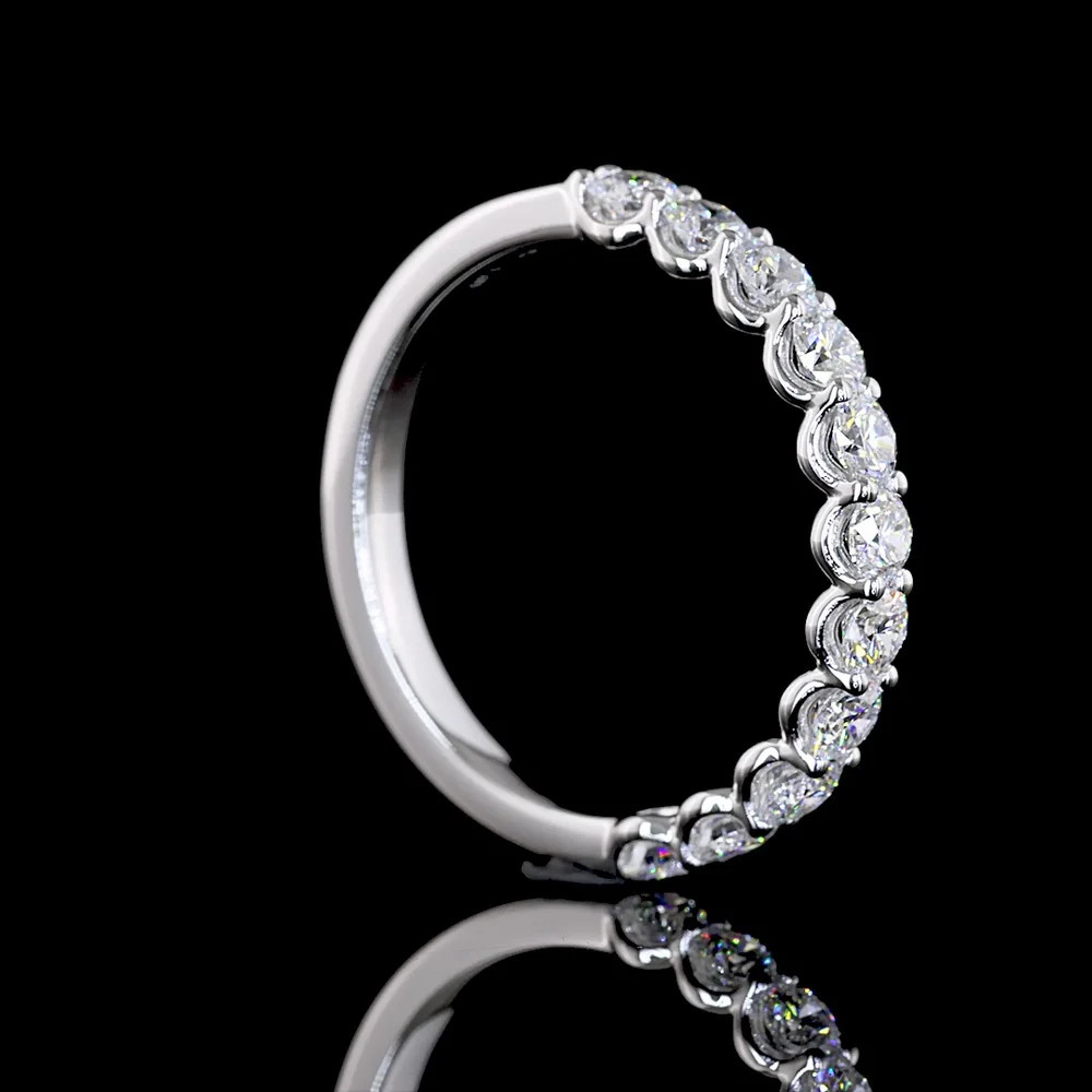 14K White Gold Half Eternity Band with U-Prong Set Round Lab Diamonds - 0.90 Carat Total Diamond Weight - Covaloro Fine Jewelry - Image 3
