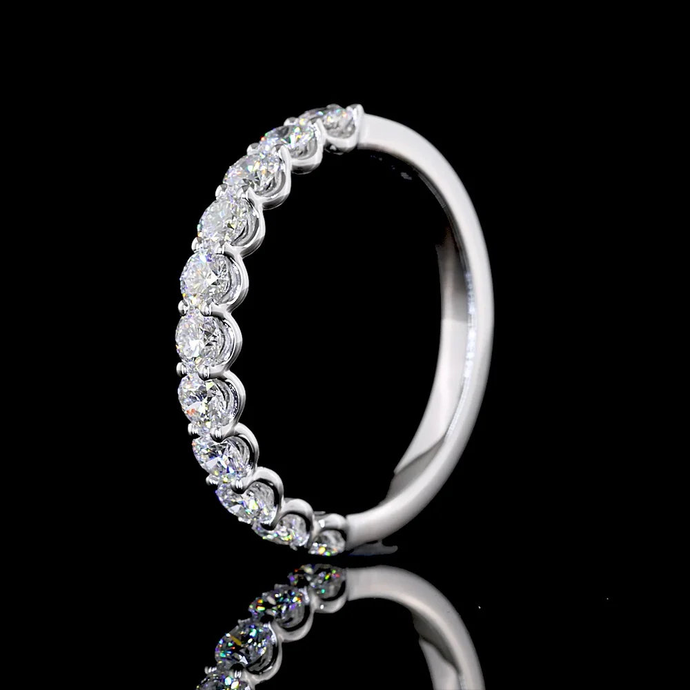 14K White Gold Half Eternity Band with U-Prong Set Round Lab Diamonds - 0.90 Carat Total Diamond Weight - Covaloro Fine Jewelry - Image 4