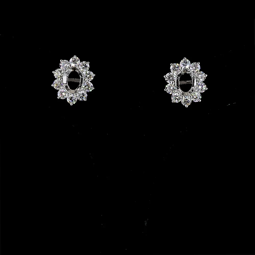 14K White Gold Halo Stud Earrings with 20 Brilliant Cut Lab Grown Diamonds - 3.59 Carats Total Diamond Weight - Covaloro Fine Jewelry
