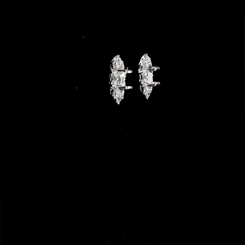 14K White Gold Halo Stud Earrings with 20 Brilliant Cut Lab Grown Diamonds - 3.59 Carats Total Diamond Weight - Covaloro Fine Jewelry - Image 2