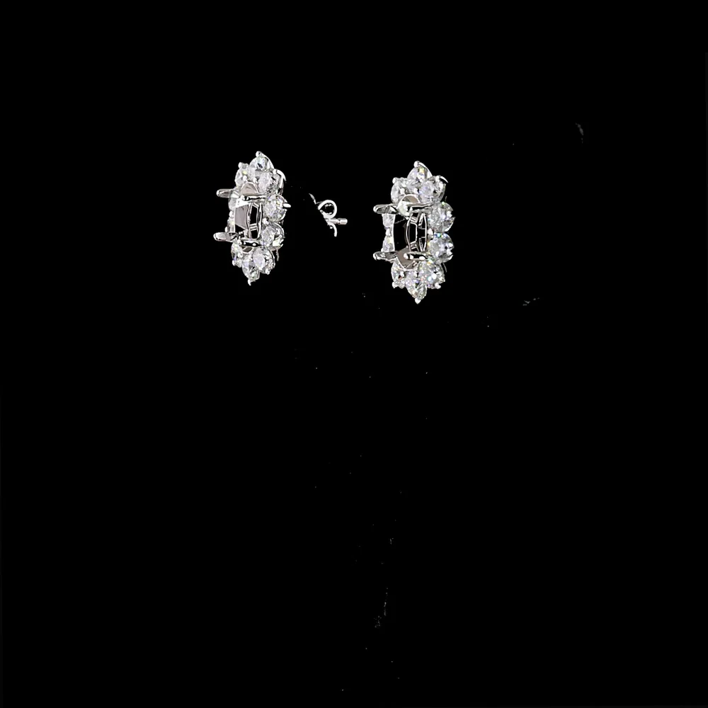 14K White Gold Halo Stud Earrings with 20 Brilliant Cut Lab Grown Diamonds - 3.59 Carats Total Diamond Weight - Covaloro Fine Jewelry - Image 3