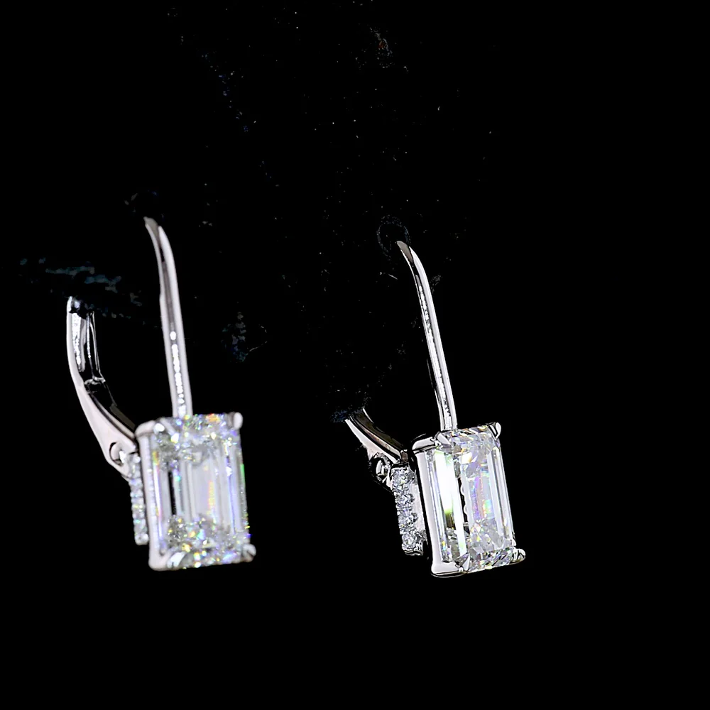 14K White Gold Hanging Earrings with Emerald Cut Lab Diamonds - 2.09 Carat Total Diamond Weight - Covaloro Fine Jewelry - Image 4