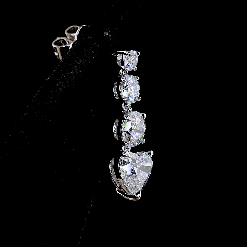 14K White Gold Heart Shape Drop Earrings with Lab-Grown Diamonds - 3.57 Total Carat Weight - Covaloro Fine Jewelry - Image 4