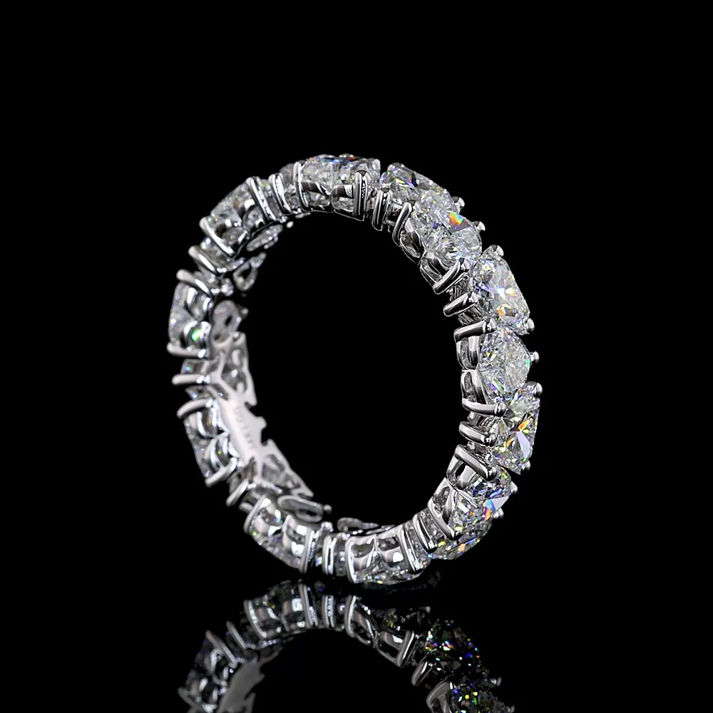 14K White Gold Heart Shape Eternity Band with North-South Prong Set Lab Diamonds - 4.19 Carat Total Weight, E-F Color, VS Clarity - Covaloro Fine Jewelry - Image 3