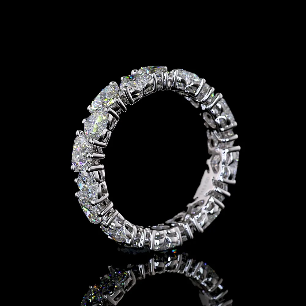 14K White Gold Heart Shape Eternity Band with North-South Prong Set Lab Diamonds - 4.19 Carat Total Weight, E-F Color, VS Clarity - Covaloro Fine Jewelry - Image 4