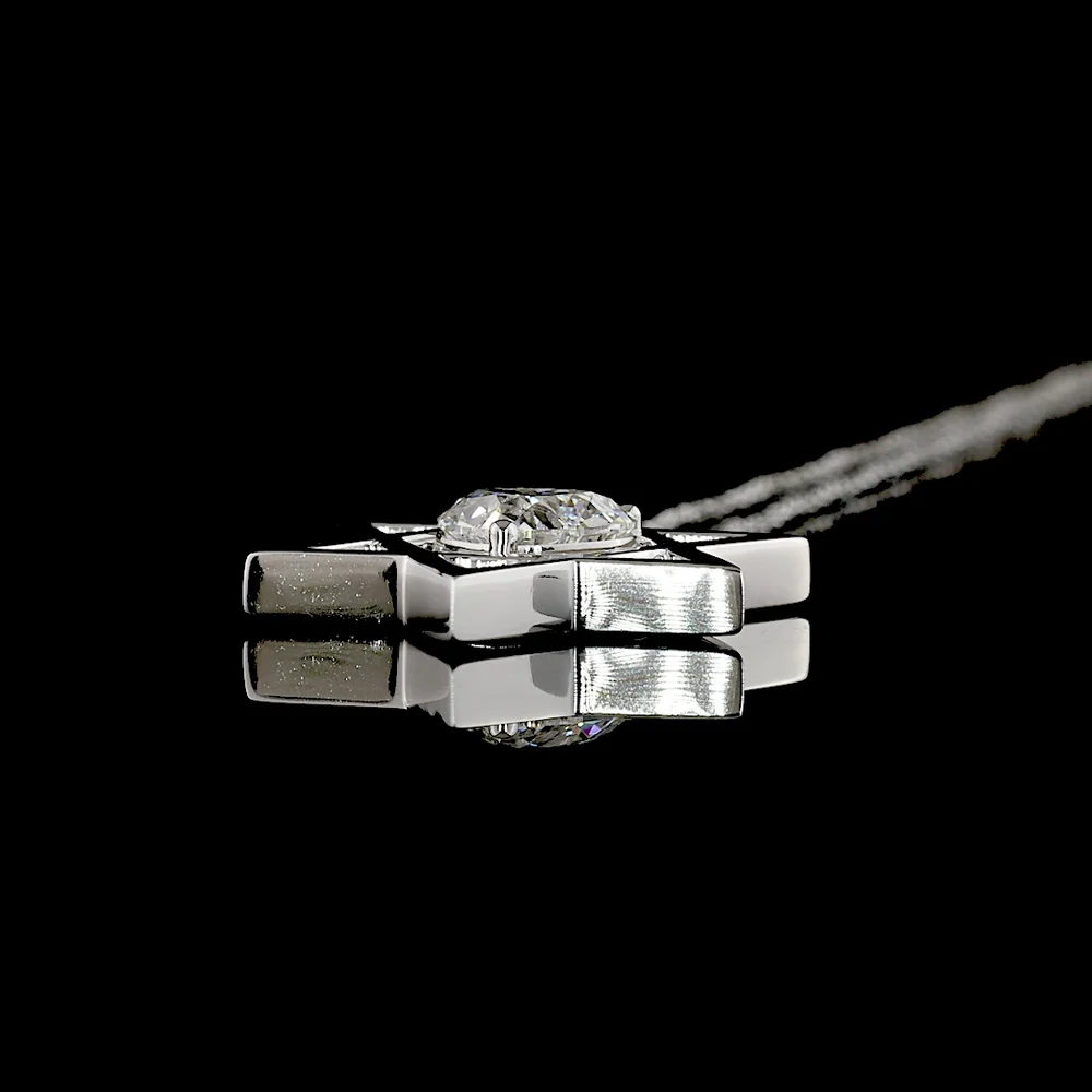 14K White Gold Heart Shape Lab Diamond Solitaire Pendant - Star of David Motif with 1.02 Carat E-F VVS2 Diamond - Covaloro Fine Jewelry - Image 3