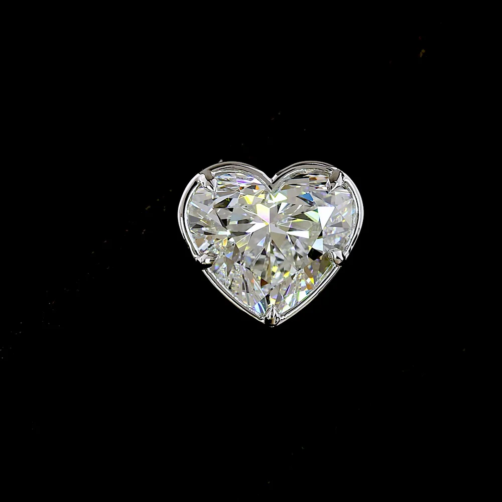 14K White Gold Heart Shape Lab Diamond Stud Earrings with Bezel-Prong Setting - 4.15 Carat Total Weight (E-F Color, VS1 Clarity) - Covaloro Fine Jewelry - Image 2