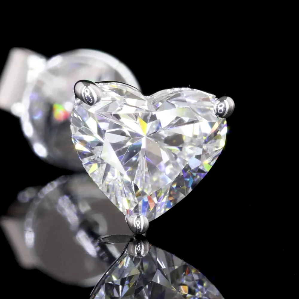 14K White Gold Heart Shape Martini Set Lab Diamond Stud Earrings - 1.43 Carats Total Diamond Weight (E-F Color, VS1 Clarity) - Covaloro Fine Jewelry - Image 2